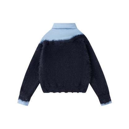Preppy Fuzz | Mock-Layered Tie Collar Sweater