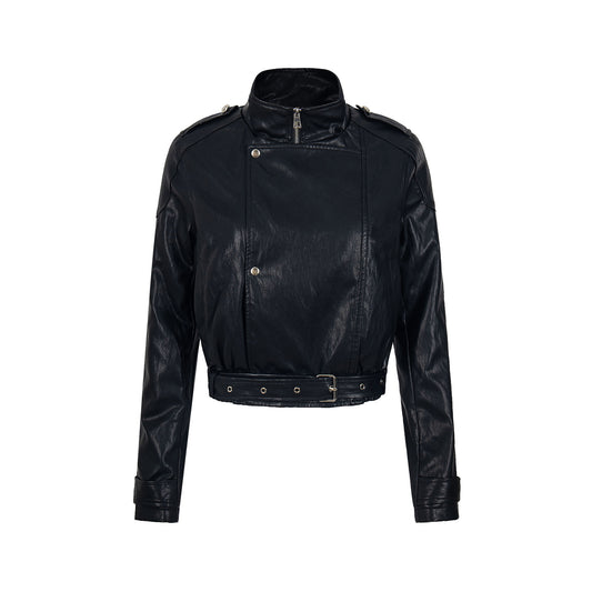 Street Rebel | Belted Faux Leather Moto Jacket