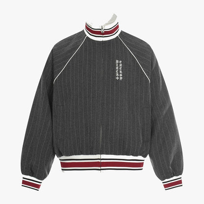 Pinstripe Vertical Embroidery Track Jacket