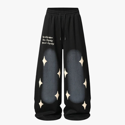 Spray Paint Star Print Distressed Sweatpants