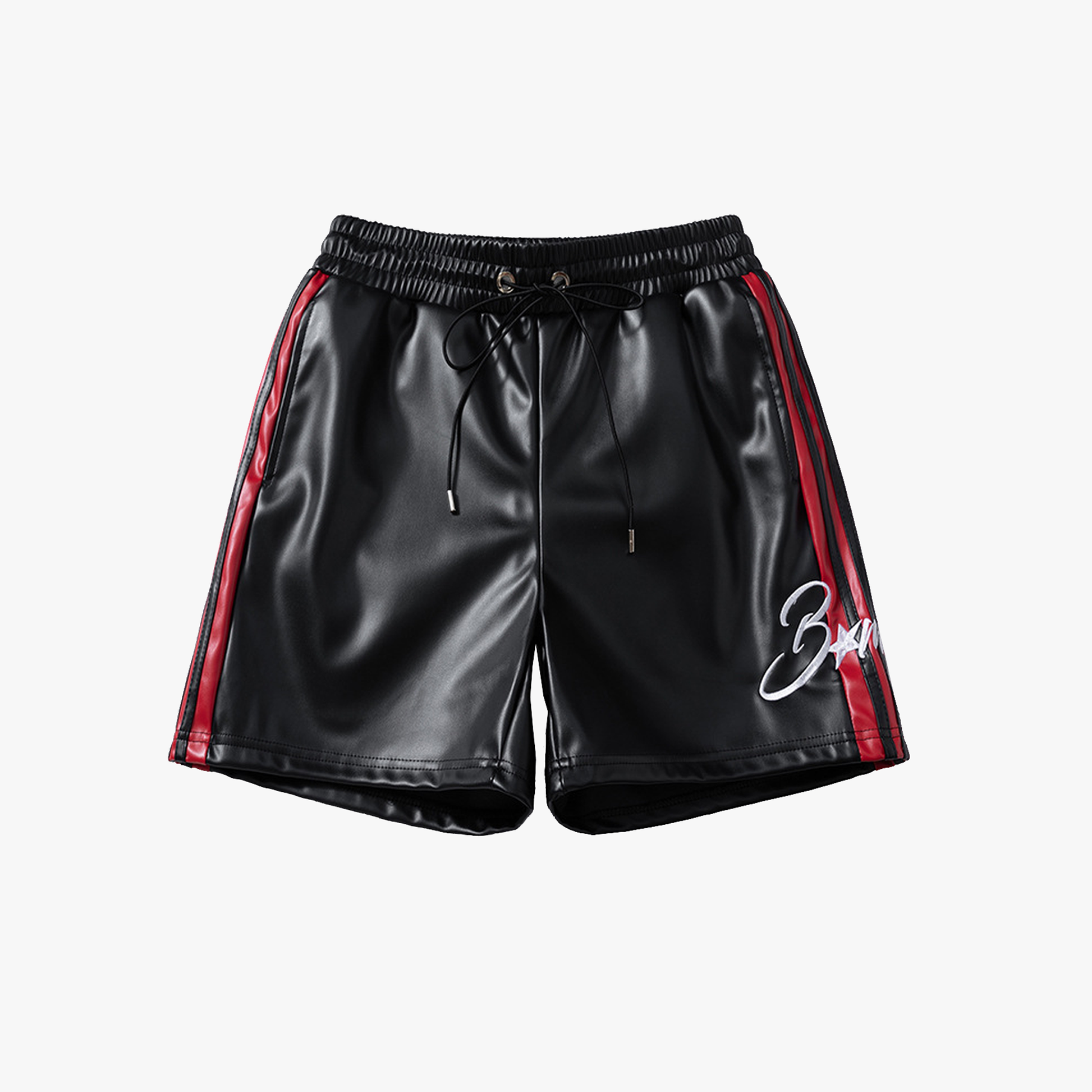 Striped Racing Faux-Leather Shorts - Santo 