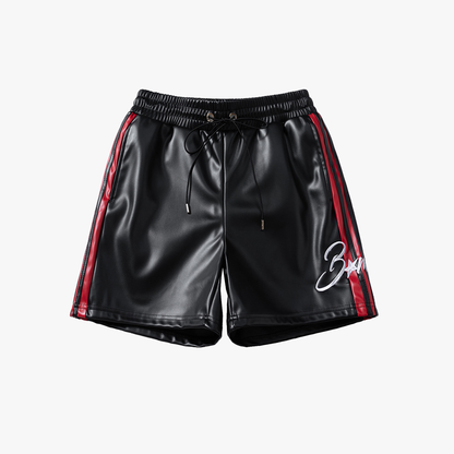 Striped Racing Faux-Leather Shorts - Santo 
