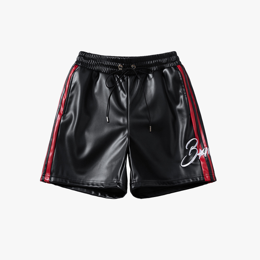 Striped Racing Faux-Leather Shorts - Santo 