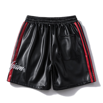 Striped Racing Faux-Leather Shorts - Santo 
