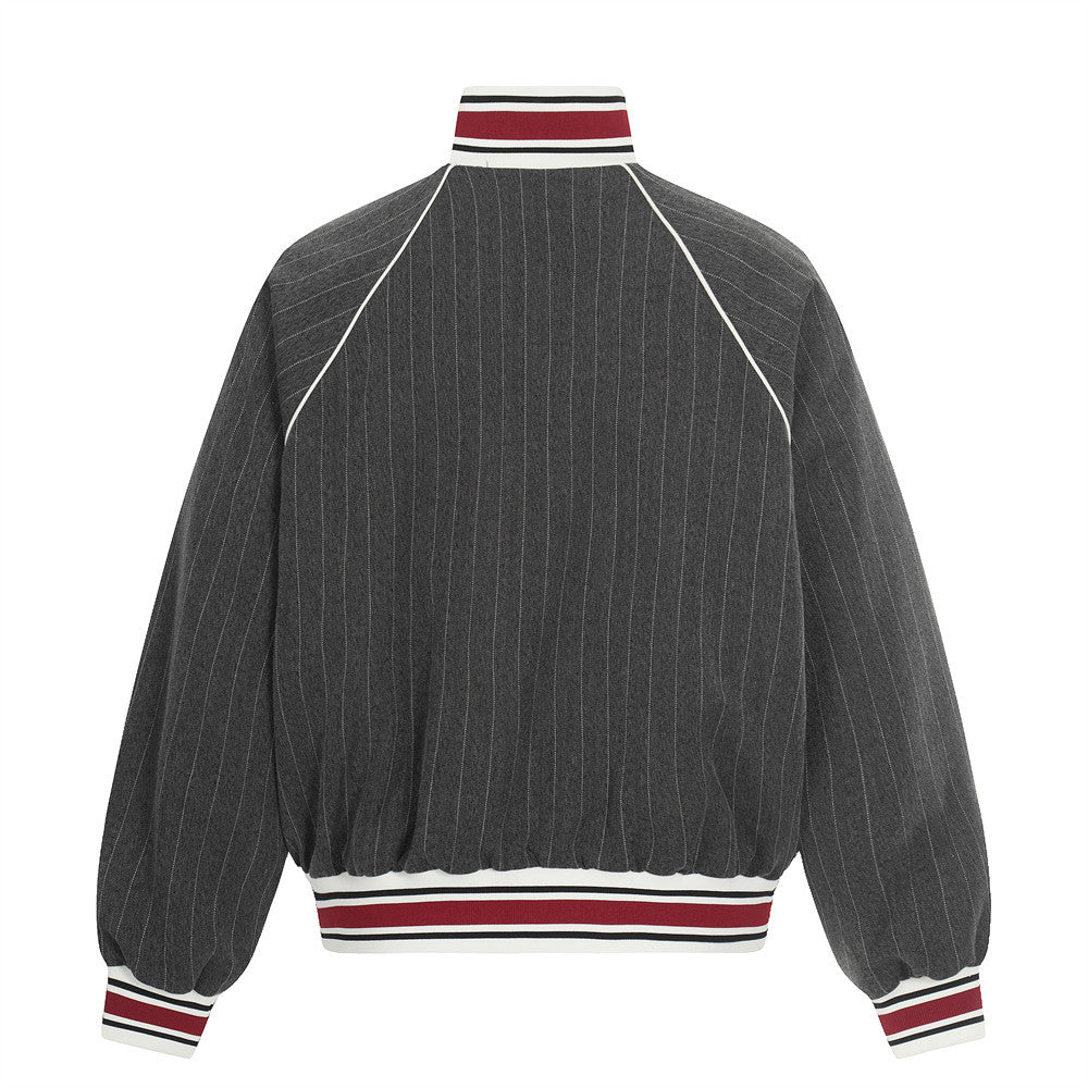 Pinstripe Vertical Embroidery Track Jacket