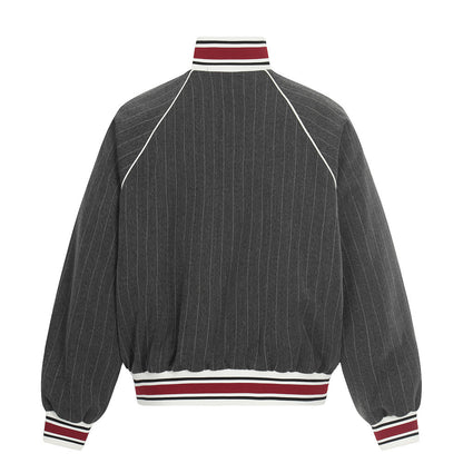 Pinstripe Vertical Embroidery Track Jacket