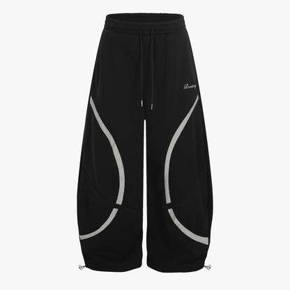 Retro Contrast Panel Drawstring Sweatpants