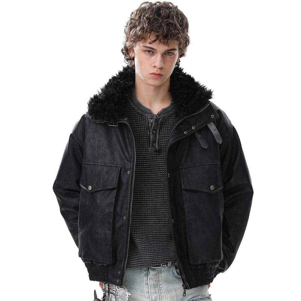 Vintage Pocket | Padded Suede Jacket - Santo 