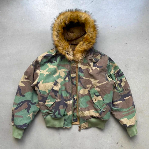Camouflage Fur Collar | Reversible Cotton Jacket
