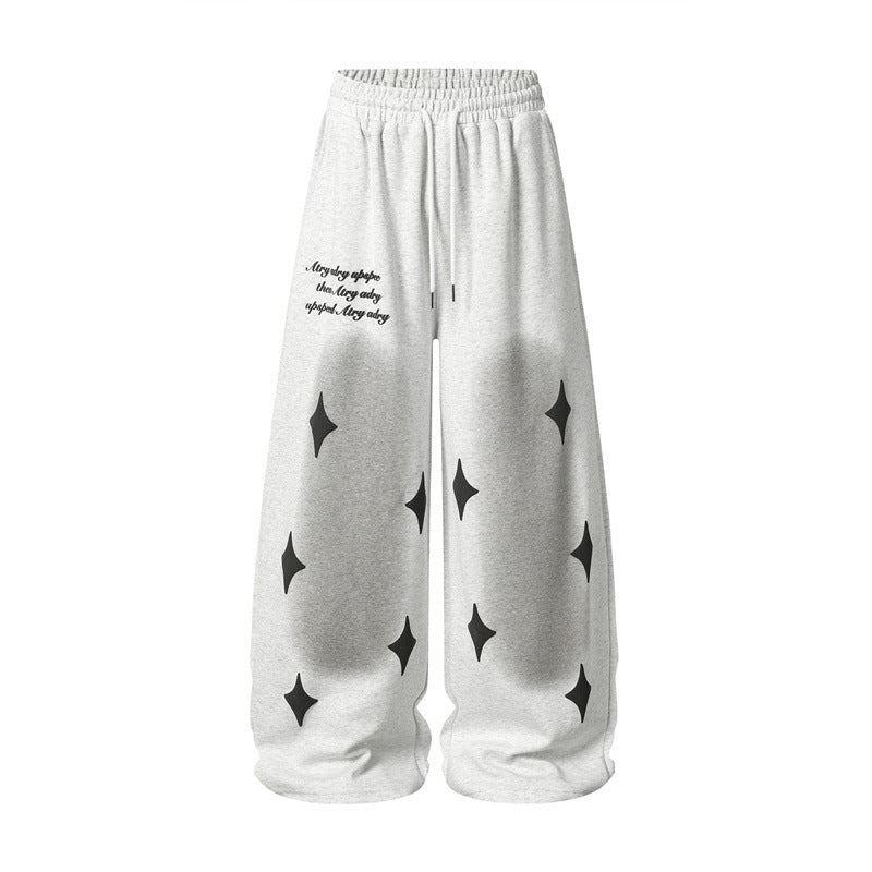 Spray Paint Star Print Distressed Sweatpants