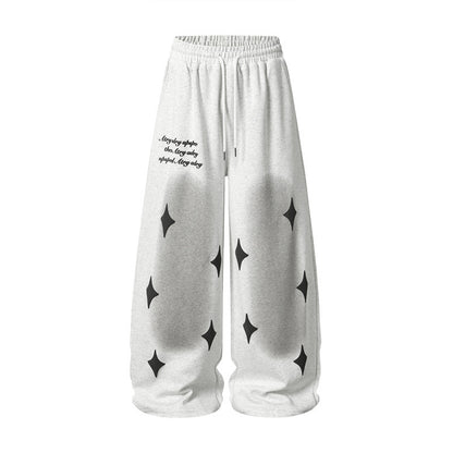 Spray Paint Star Print Distressed Sweatpants