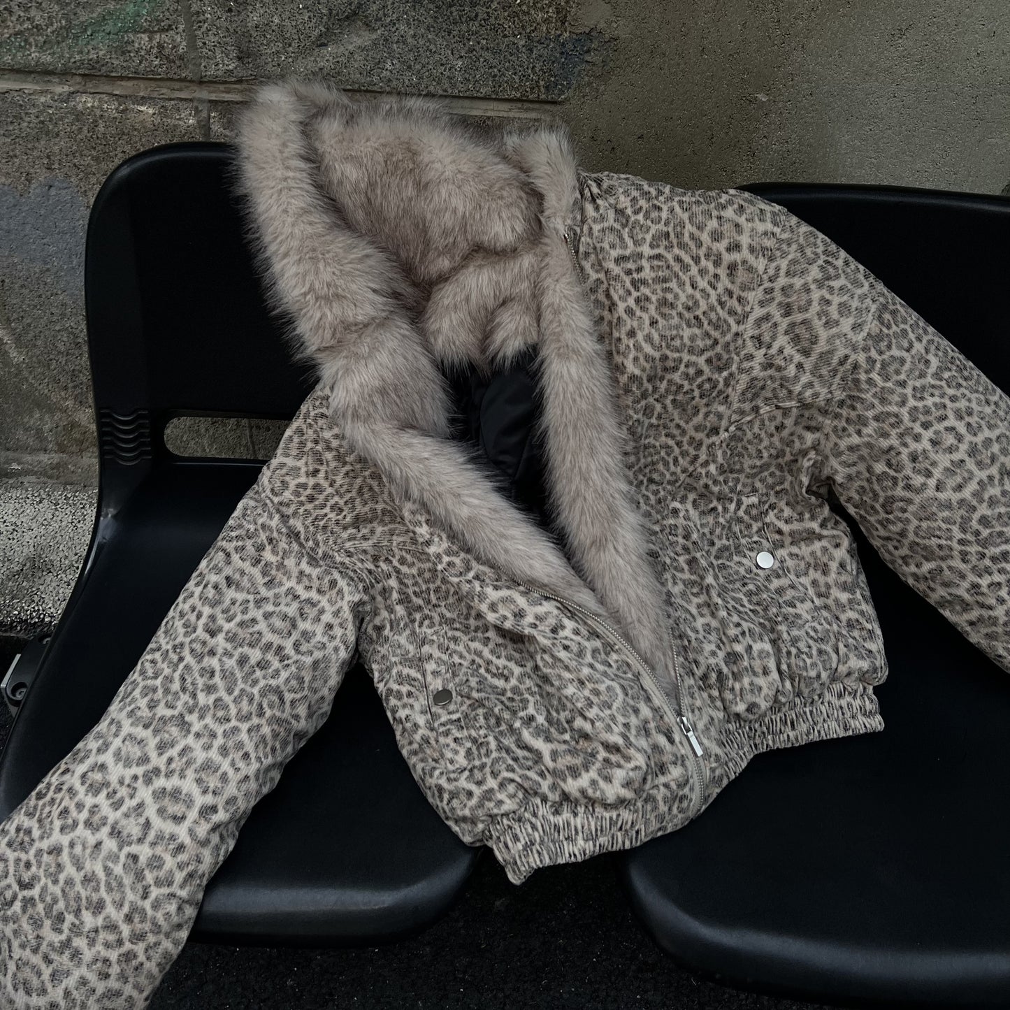 Leopard Patterned / Faux Fur Jacket