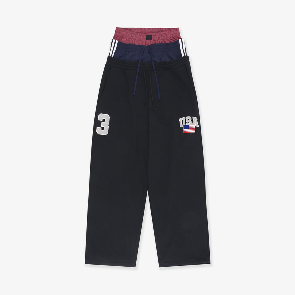 Layered Waistband | Baggy Striped Sweatpants - Santo 