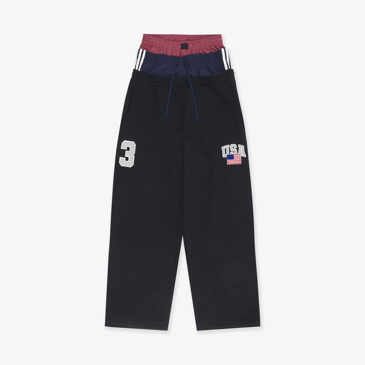 Layered Waistband | Baggy Striped Sweatpants - Santo 