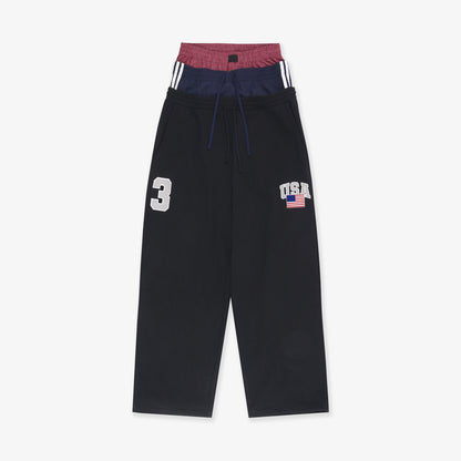 Layered Waistband | Baggy Striped Sweatpants - Santo 