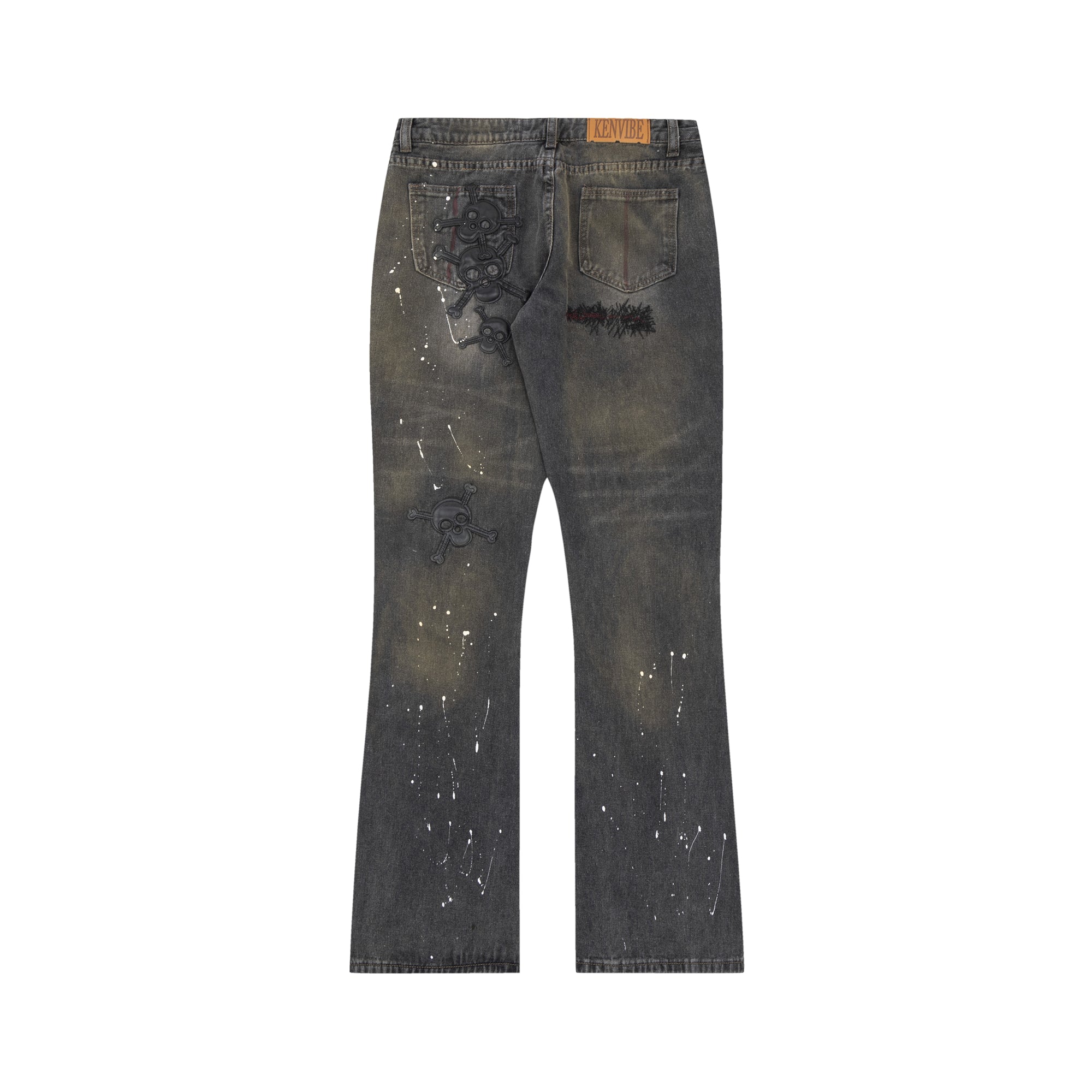 Totenkopf Graffiti | Gemusterte Vintage Streetstyle Jeans