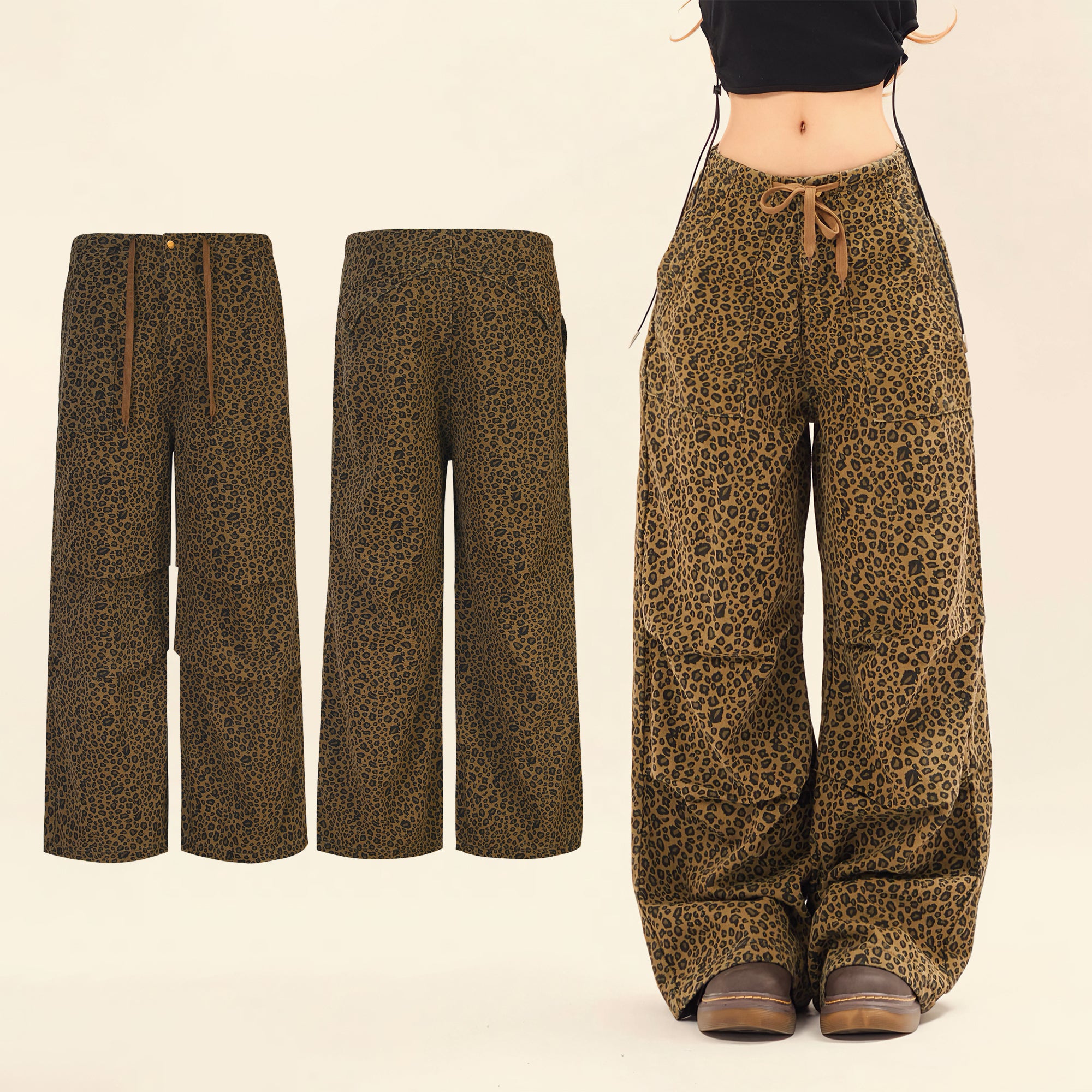 Wild Cat | Patterned Wide-Leg Jeans