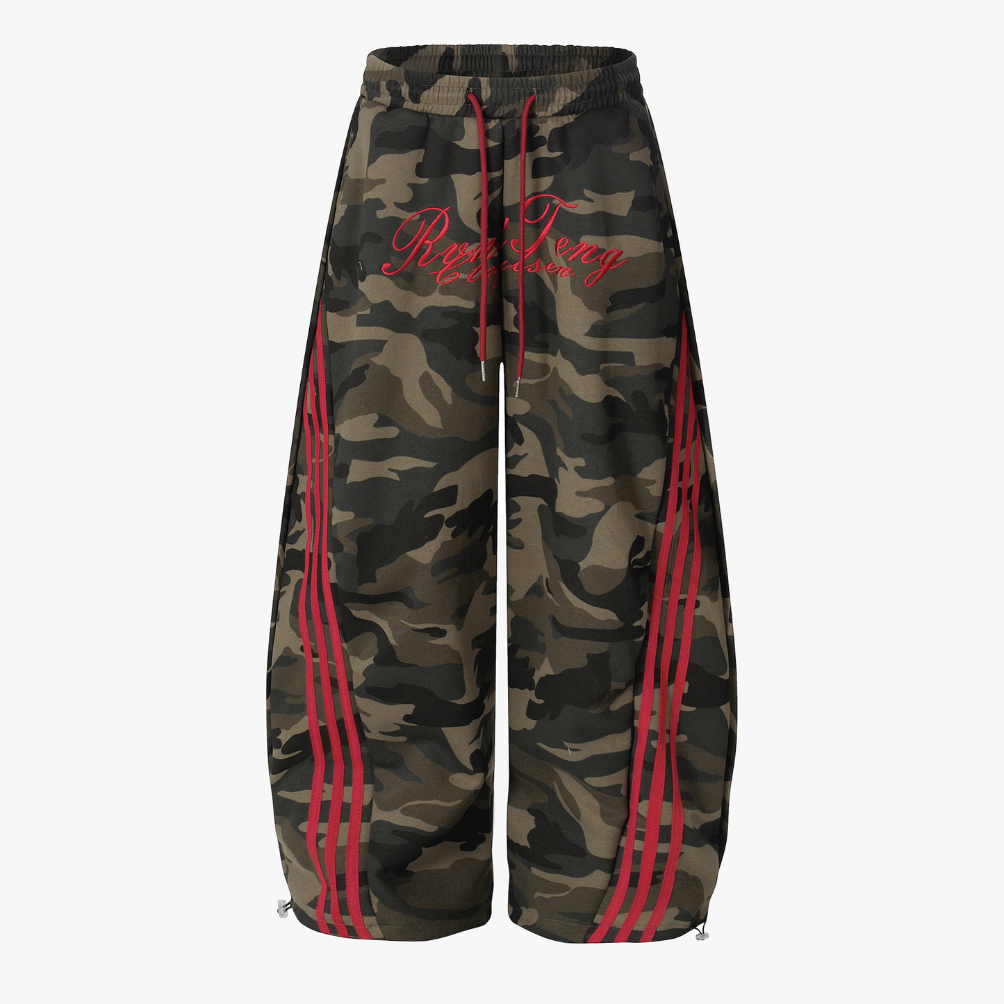 Retro Patchwork Embroidered Camouflage Barrel Pants
