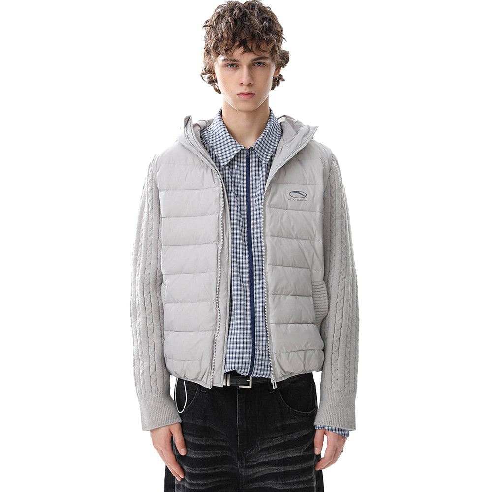 Hybrid Knit-Sleeve | Hooded Puffer Jacket