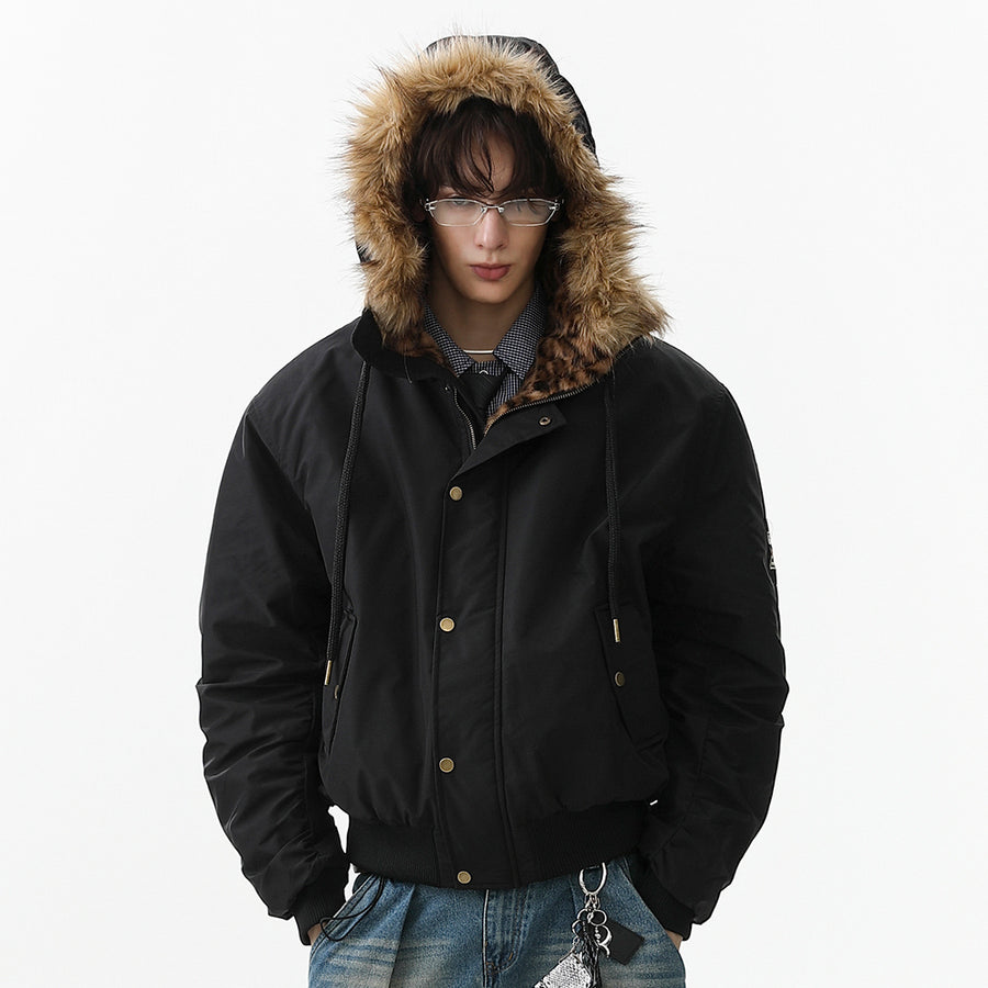 Leopard Fleece | Badge Bomber Jacket
