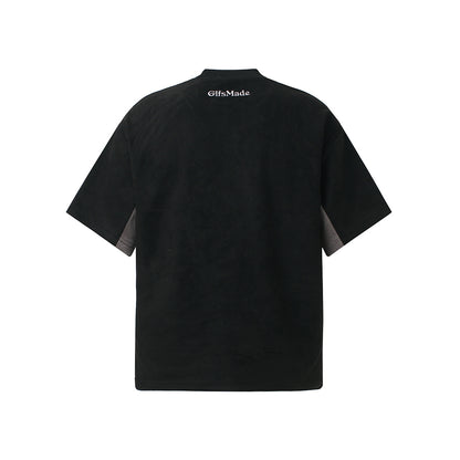Letter Embroidered Patchwork Short Sleeve T-Shirt