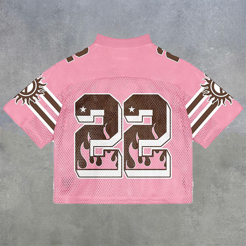 Flame-Print | Oversized Mesh Jersey - Santo 