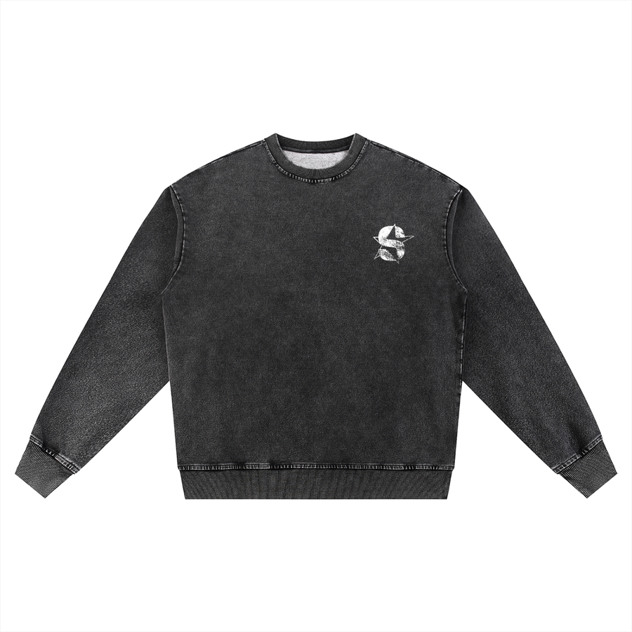Snow Wash Oversized Crewneck Sweatshirt