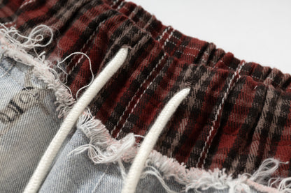 Plaid Waist Doll Print | Distressed Jeans - Santo 