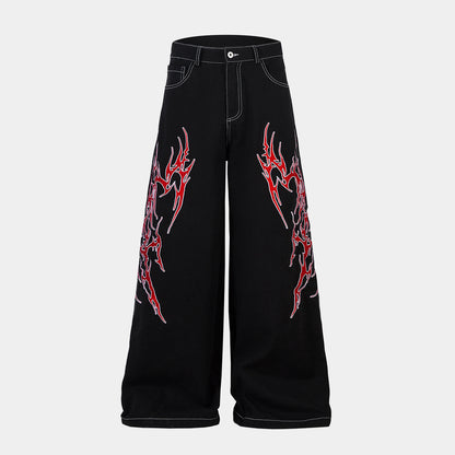Flame Graphic | Baggy Jeans - Santo 
