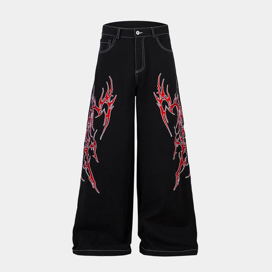 Flame Graphic | Baggy Jeans - Santo 