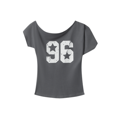 Varsity Star | Off-Shoulder Graphic Tee - Santo 