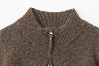Center Cross | Grunge Wool Zip-Up Sweater