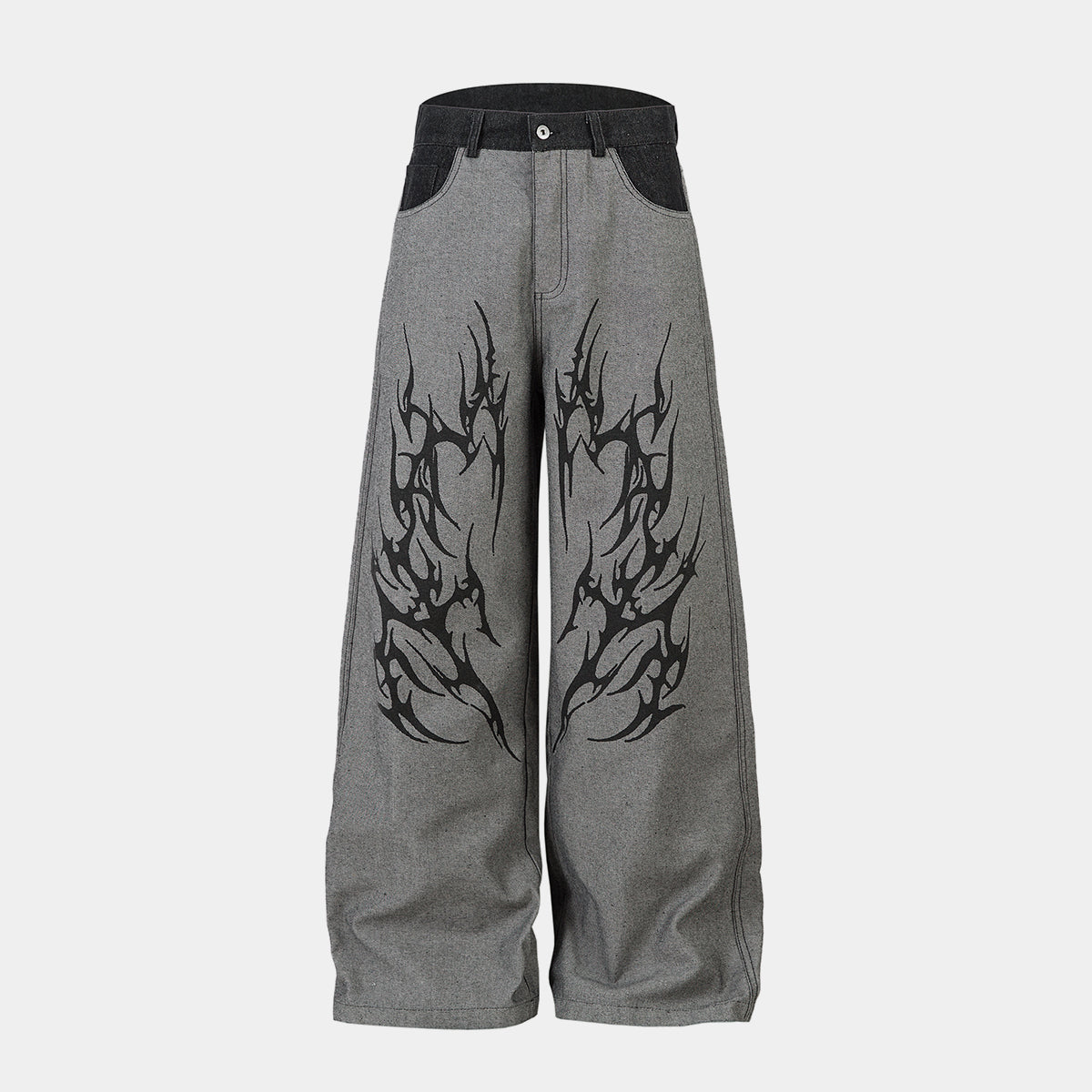 Tribal Flame Print | Baggy Jeans - Santo 