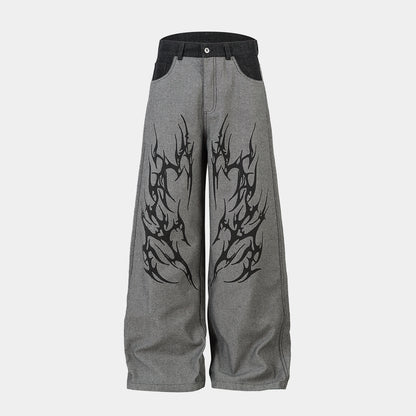 Tribal Flame Print | Baggy Jeans - Santo 