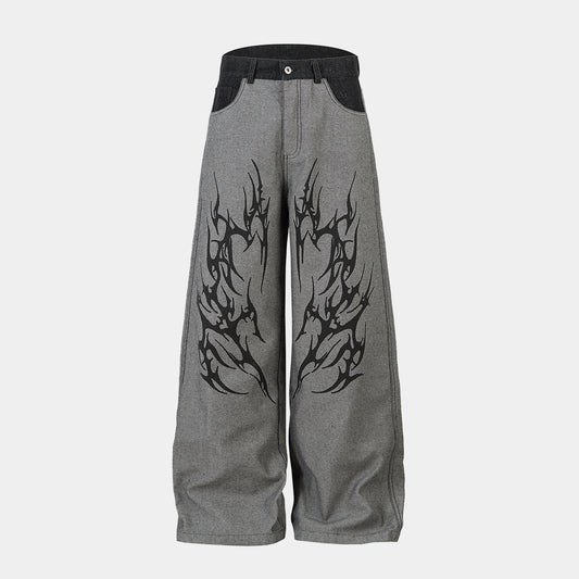 Tribal Flame Print | Baggy Jeans - Santo 