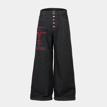 Iron Cross Embroidered | Baggy Jeans - Santo 
