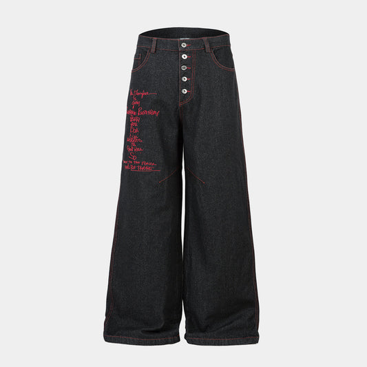 Iron Cross Embroidered | Baggy Jeans - Santo 