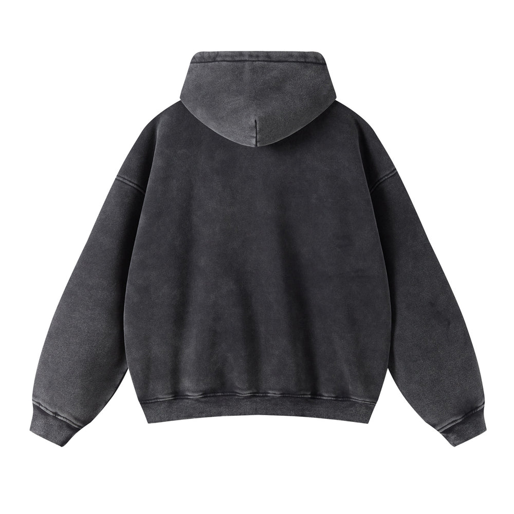 Retro Essence | Washed Oversized Zip-Up Hoodie - Santo 