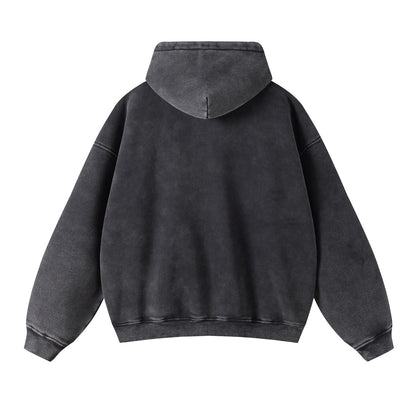 Retro Essence | Washed Oversized Zip-Up Hoodie - Santo 