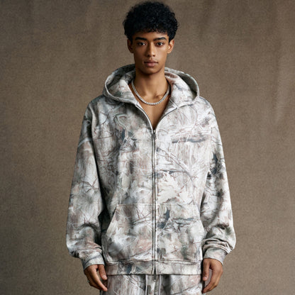Forest Camo | Oversized Zip-Up Hoodie - Santo 