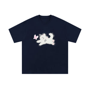 Fuzzy Cat | Embroidered Playful Tee