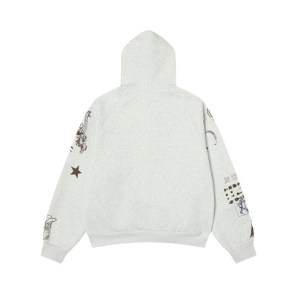 Hand-drawn | Graffiti Zip-Up Hoodie - Santo 