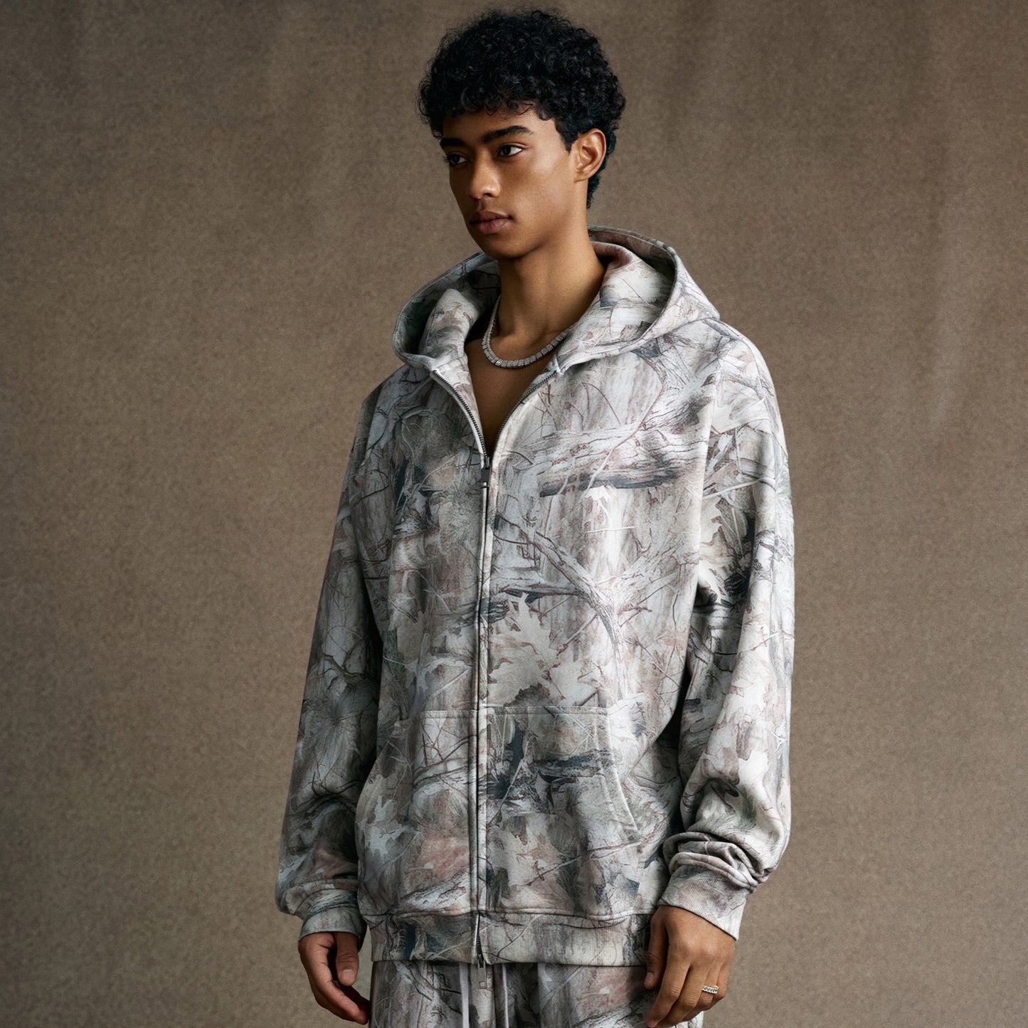 Forest Camo | Oversized Zip-Up Hoodie - Santo 