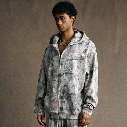 Forest Camo | Oversized Zip-Up Hoodie - Santo 