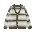 Furry Line | Striped Button-Up Fluffy Cardigan