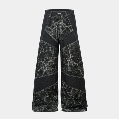 Cracked Panel Washed | Wide Jeans - Santo 