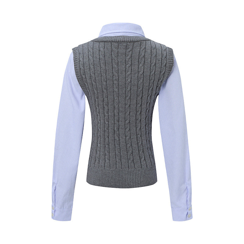 Layer Knit | Preppy Shirt Vest Combo