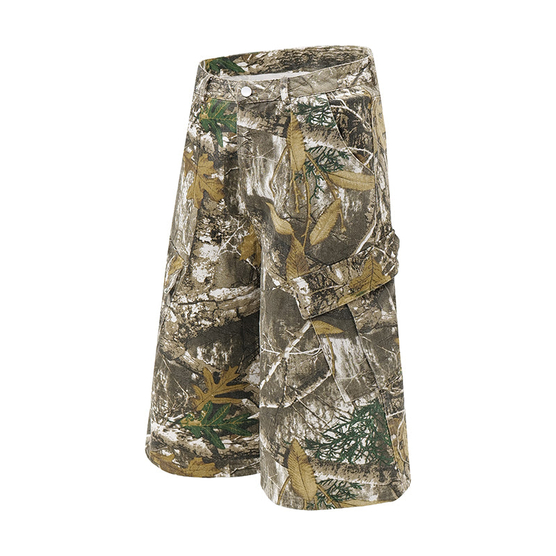 Blattdruck | Große Tasche Camouflage Shorts