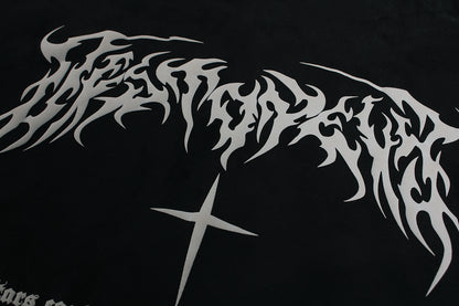 Metal Letter Cross Print | Gothic Hoodie - Santo 