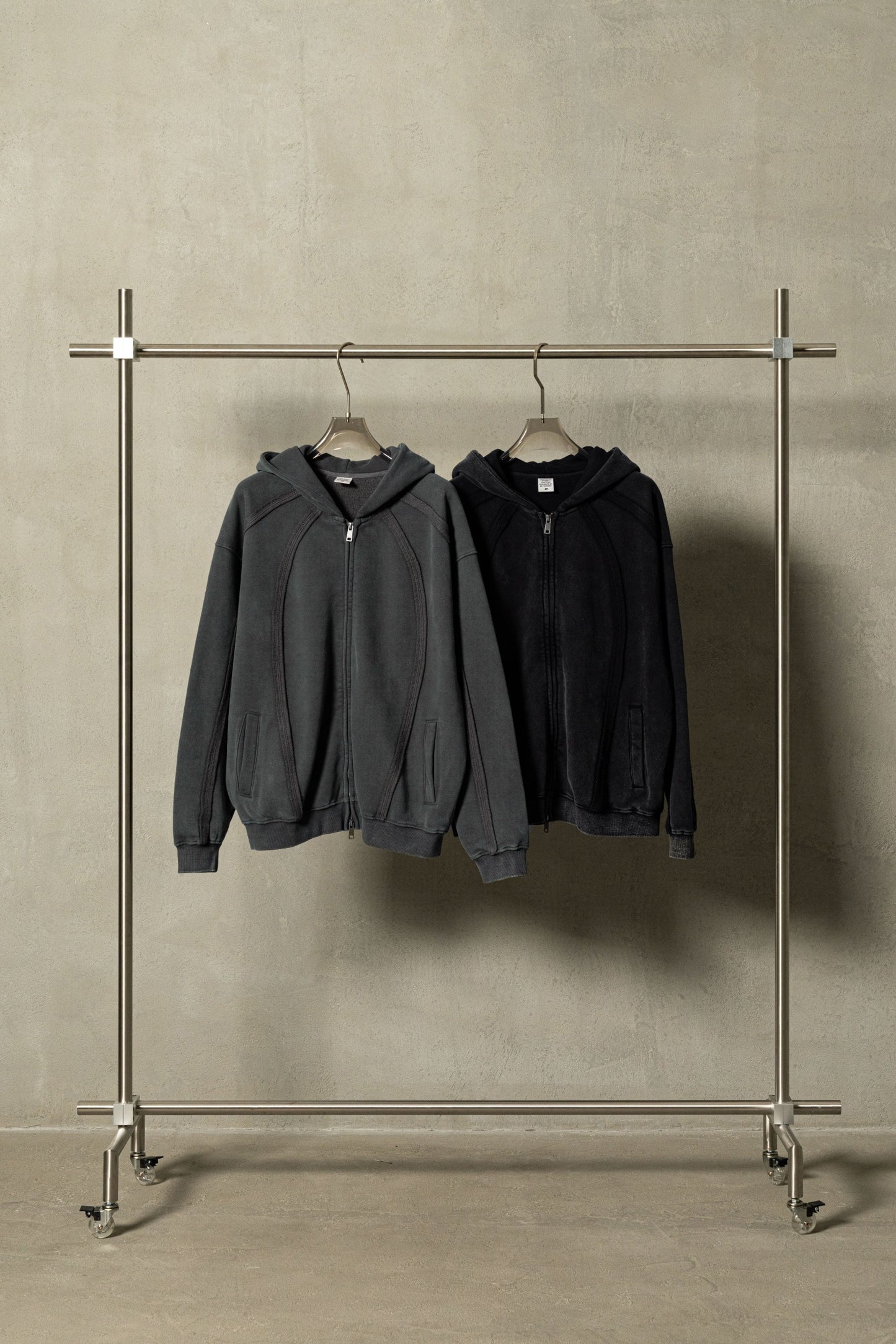 Structured Panel | Baggy Zip-Up Hoodie - Santo 